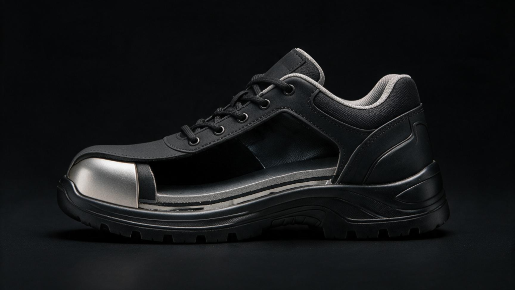 MingRui safety shoe cutaway illustration showing toe cap and sole construction